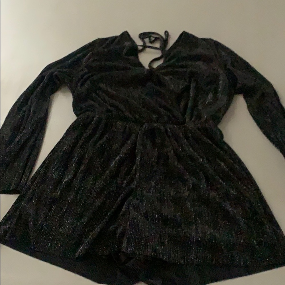 Black Long Bell Sleeve Romper